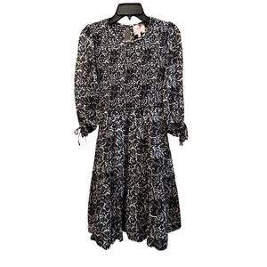 Banjanan Dress Womens Size Small Black White Floral Mini tuckernuck Peasant